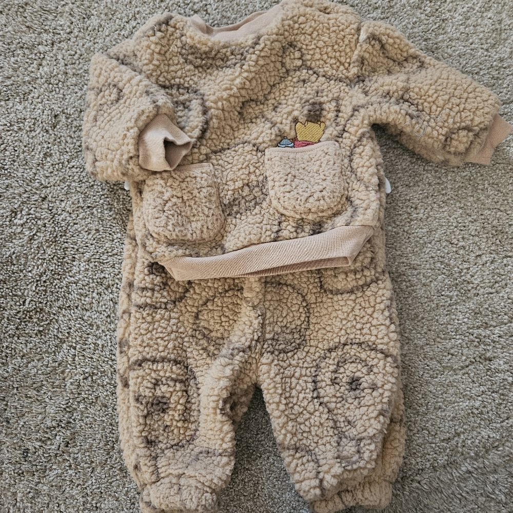Disney Winnie The Pooh Tan Fleece Kids One Piece